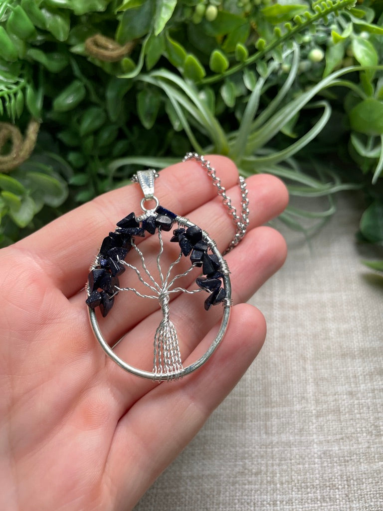 Blue Sandstone Tree of Life Necklace