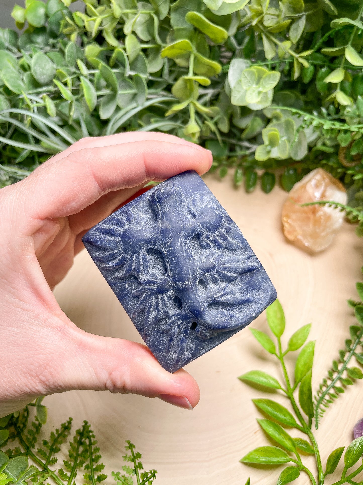 Blue Aventurine Blue Sea Dragon Carving