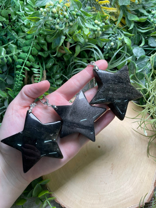 Chunky Sheen Obsidian Star Necklace