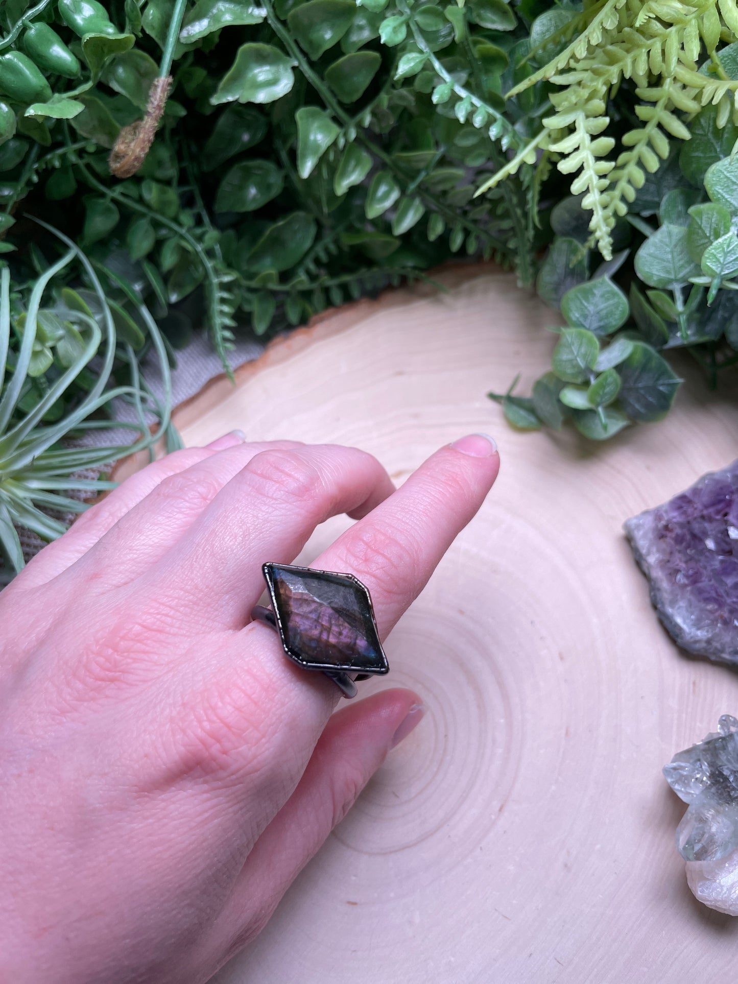 Purple Labradorite Ring Size 10