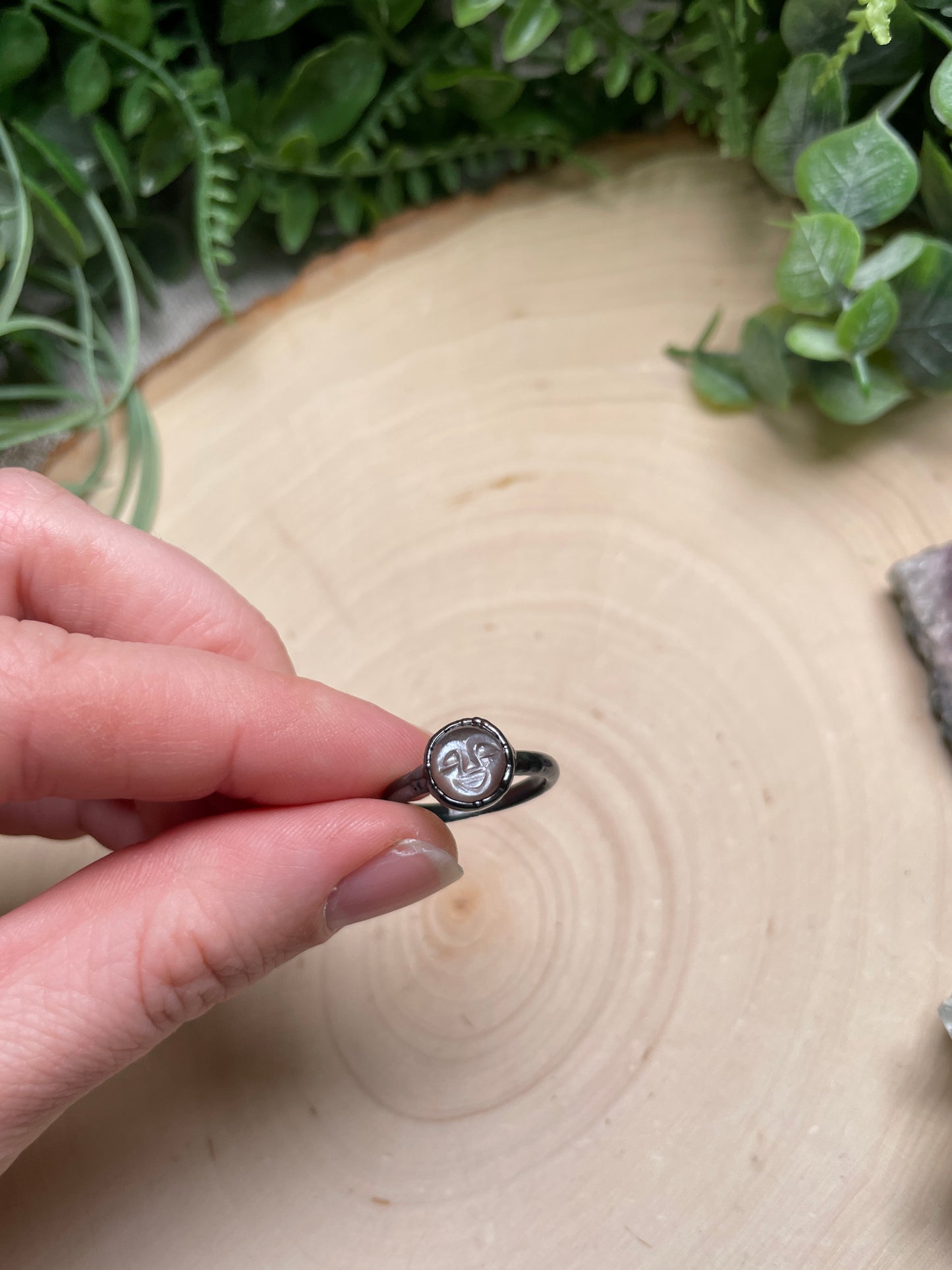 Peach Moonstone Goddess Ring Size 5