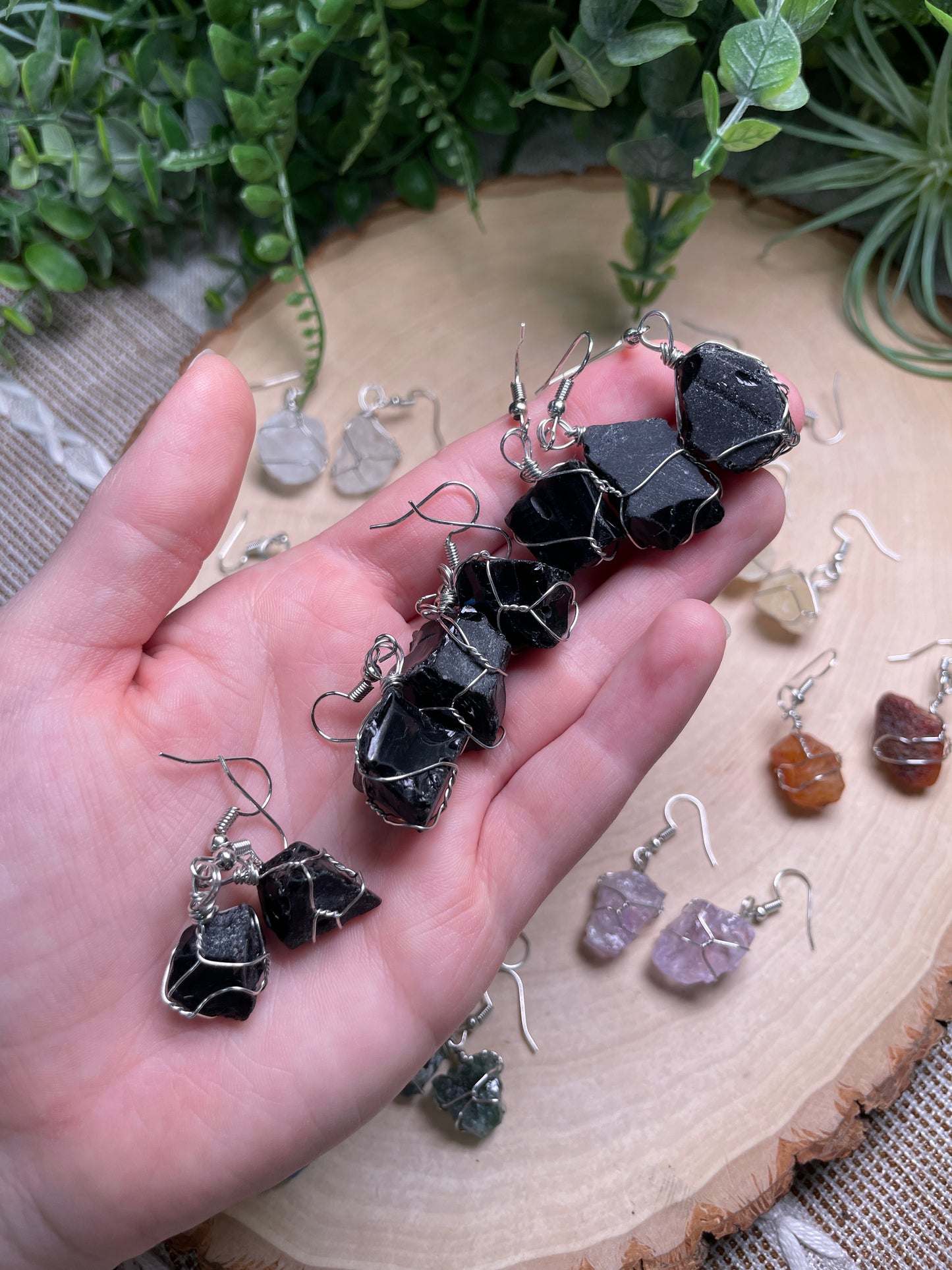 Wire Wrapped Crystal Earrings