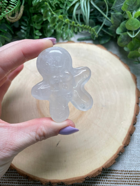 Clear Quartz Gingerbread Man