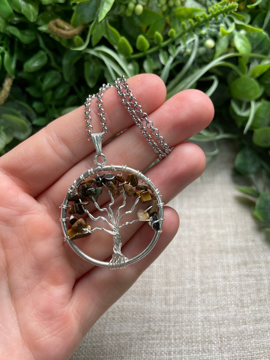 Tigers Eye Tree of Life Necklace