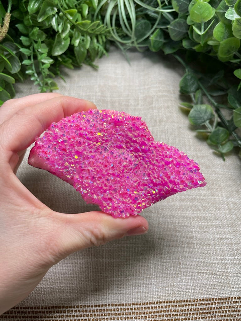 Pink Aura Quartz Cluster