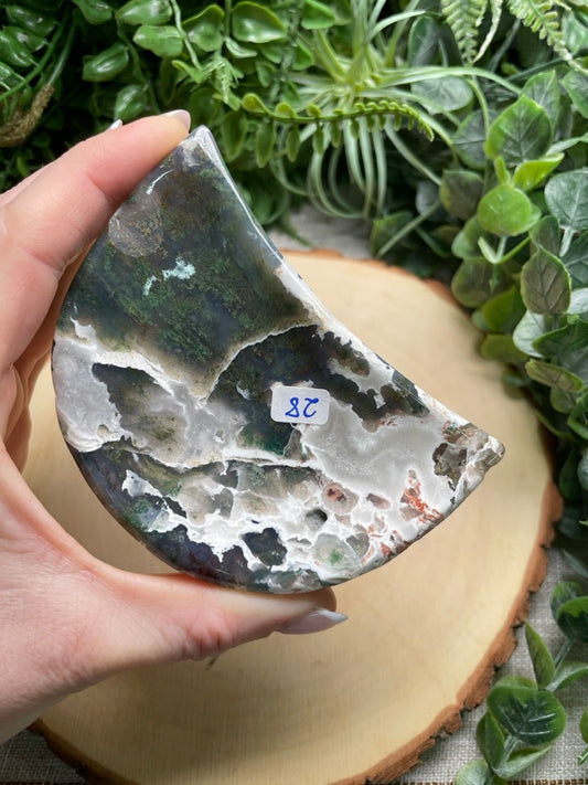 Moss Agate Moon Dish (Chipped)