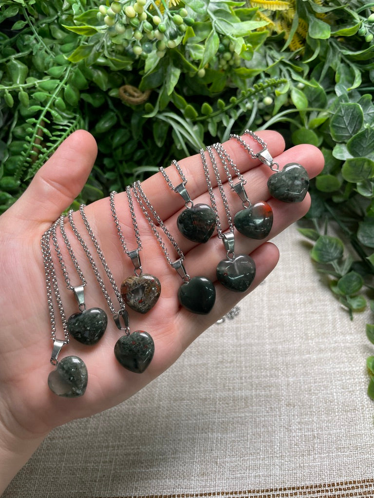Bloodstone Heart Necklace