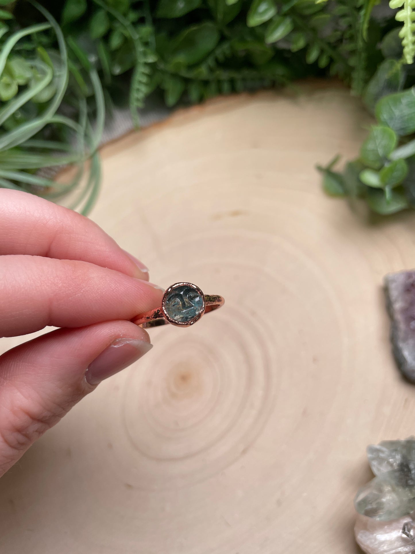 Aquamarine Goddess Ring Size 8