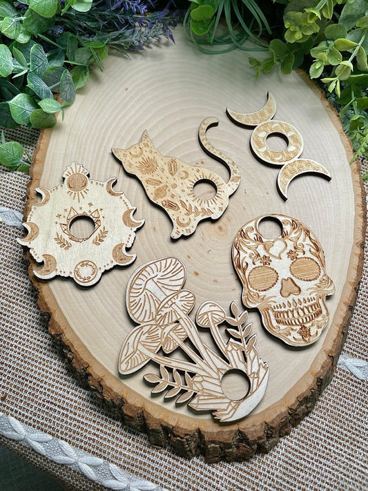 Witchy Wooden Sphere Holder