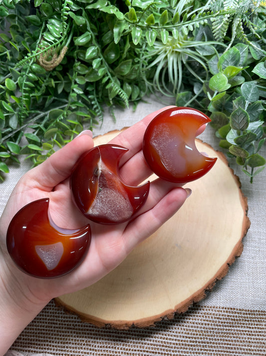 Druzy Red Agate Moon