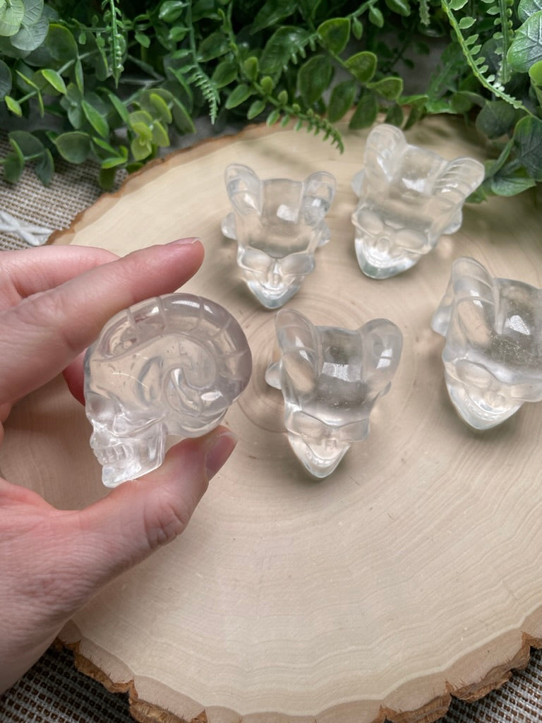 Synthetic Quartz Demon Skull