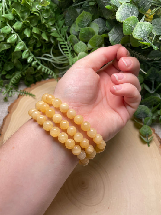 8mm Beaded Yellow Calcite Bracelet