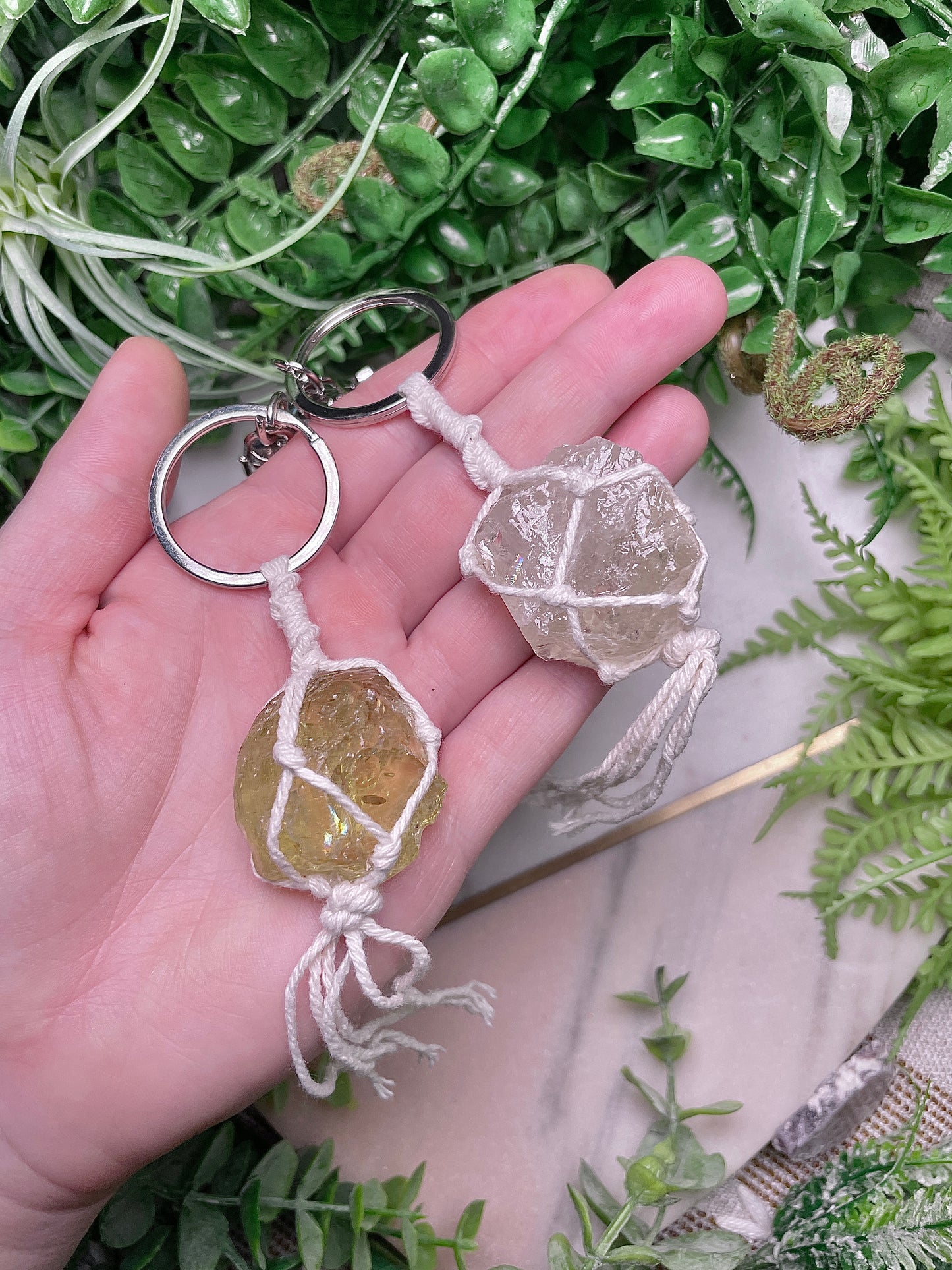 Macrame Crystal Keychain