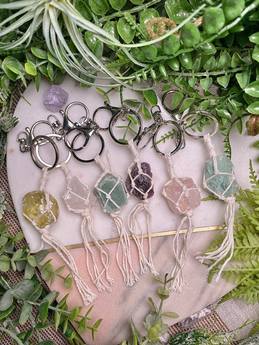 Macrame Crystal Keychain