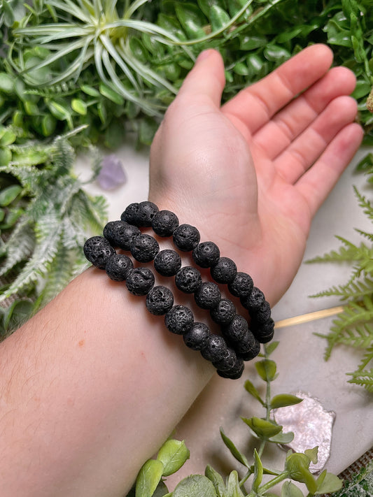 8mm Beaded Lava Rock Bracelet