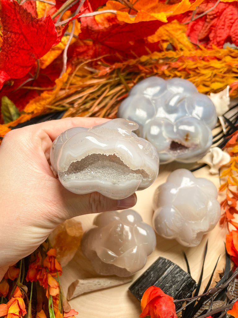 Druzy Agate Pumpkin/ Jack-O-Lantern