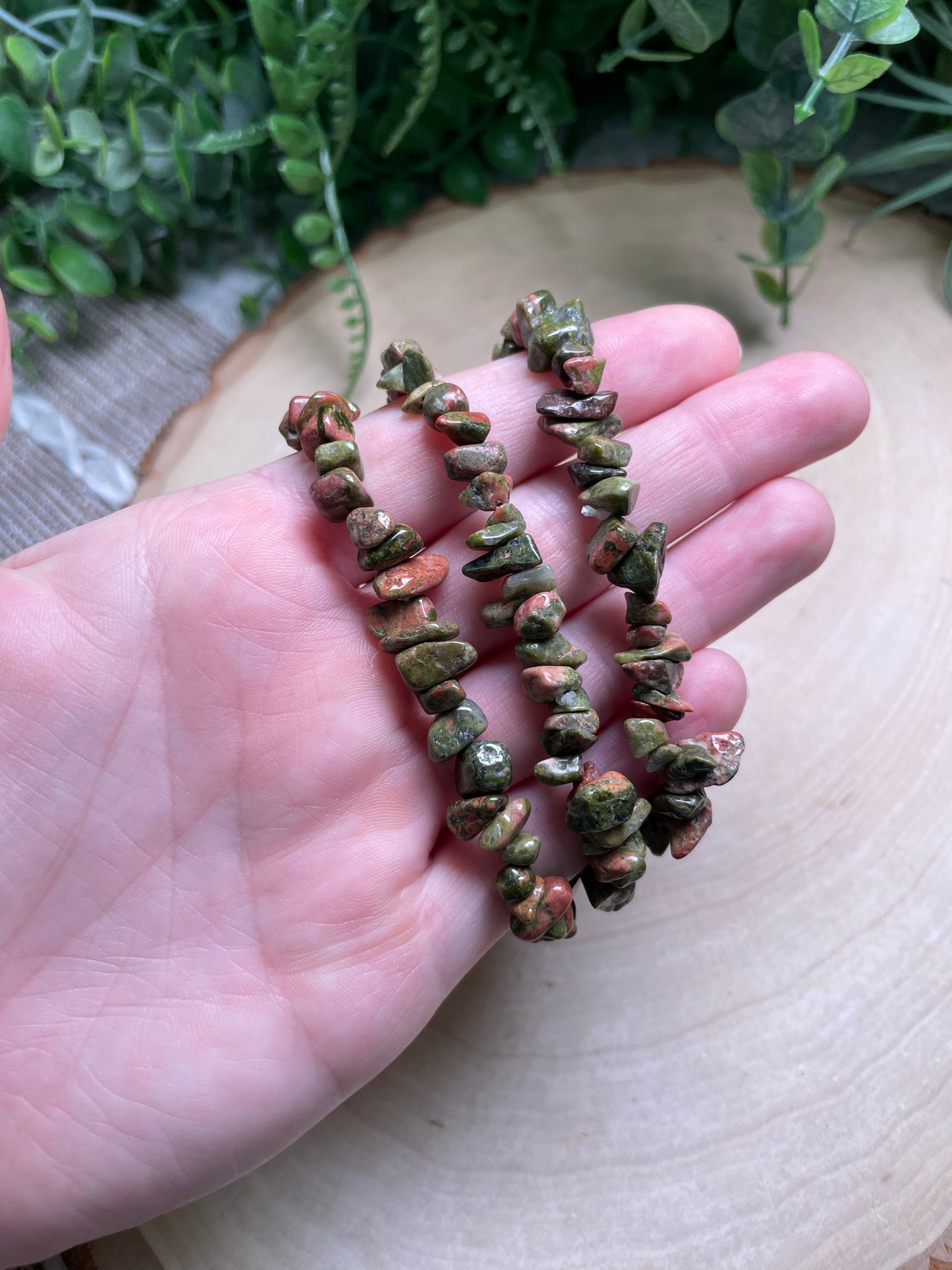 Unakite Jasper Chip Bracelet