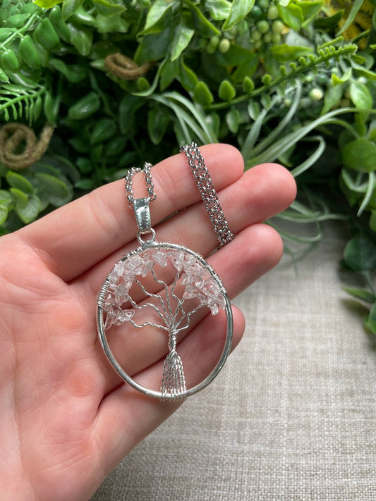 Clear Quartz Tree of Life Necklace