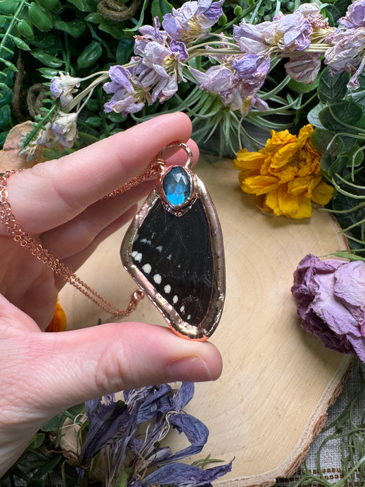 Labradorite and Butterfly Wing Necklace