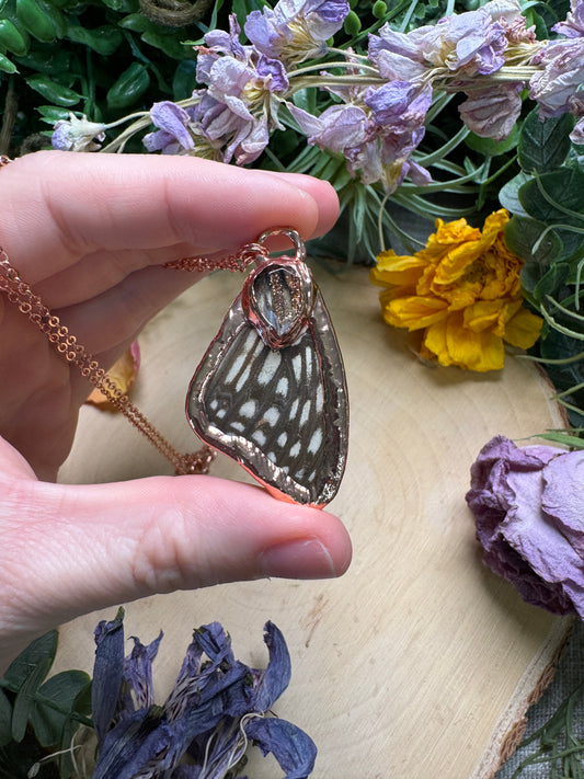 Glass and Butterfly Wing Necklace
