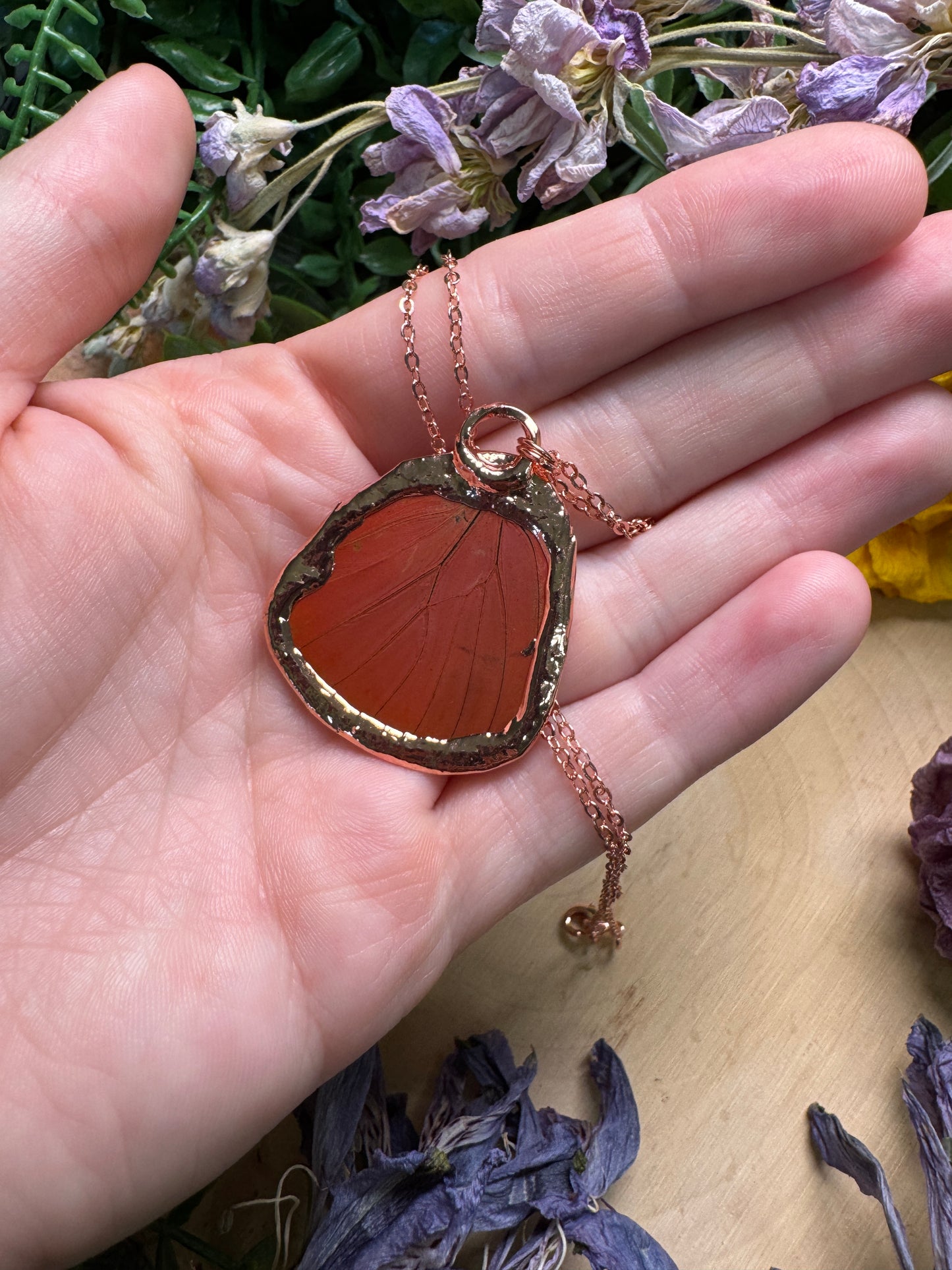 Abalone Shell and Butterfly Wing Necklace (reversible)