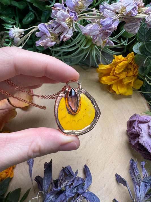 Amethyst and Butterfly Wing Necklace