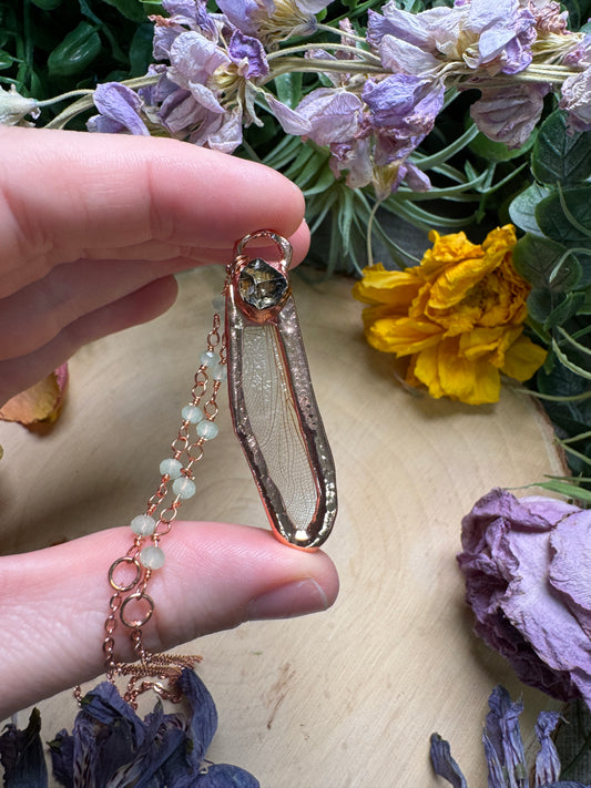 Golden Apatite and Dragonfly Wing Necklace