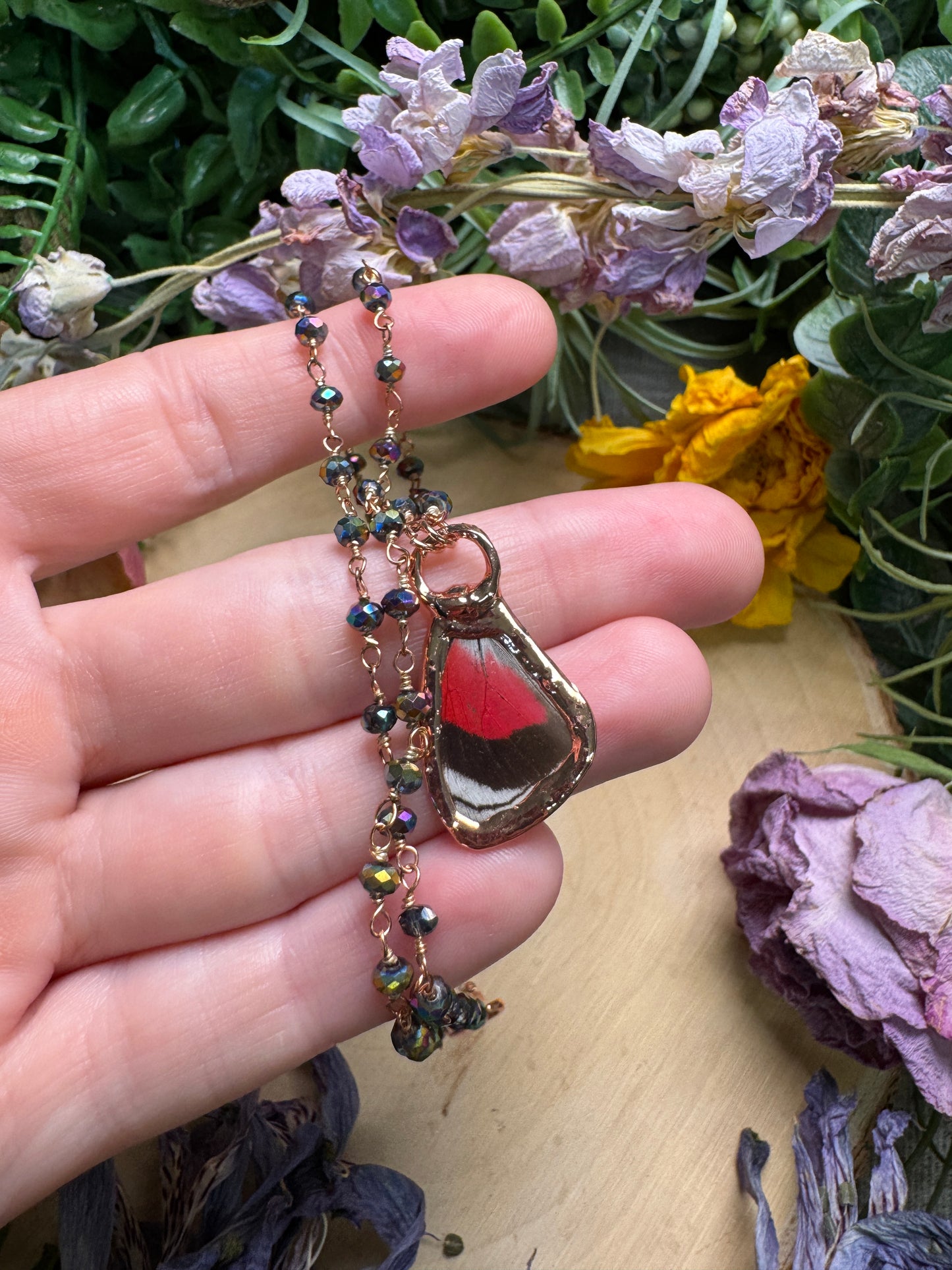 Labradorite and Butterfly Wing Necklace (reversible)