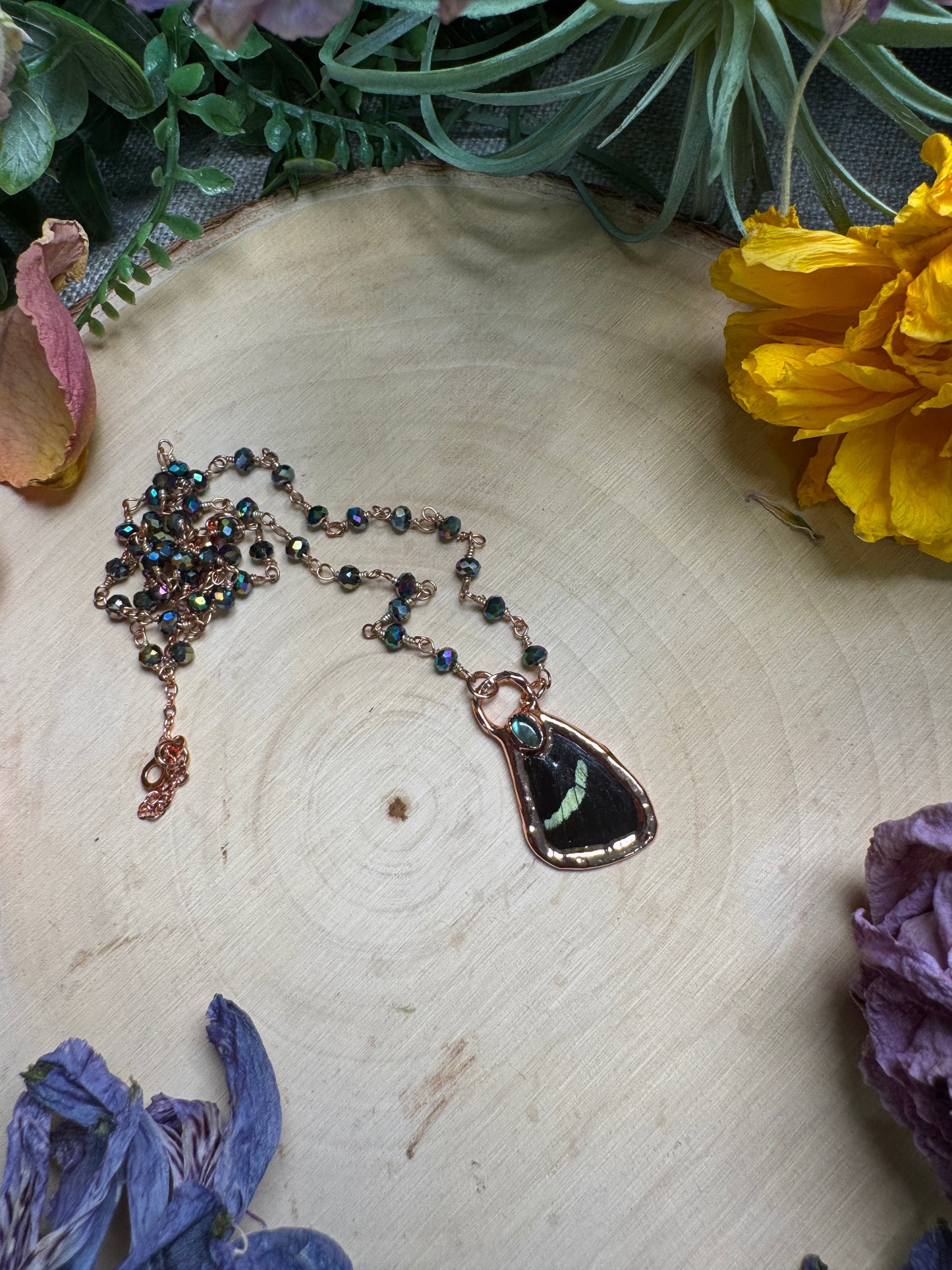 Labradorite and Butterfly Wing Necklace (reversible)