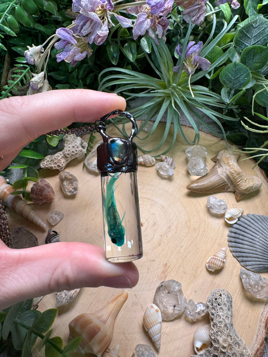Labradorite Minnow Oddity Vial Necklace
