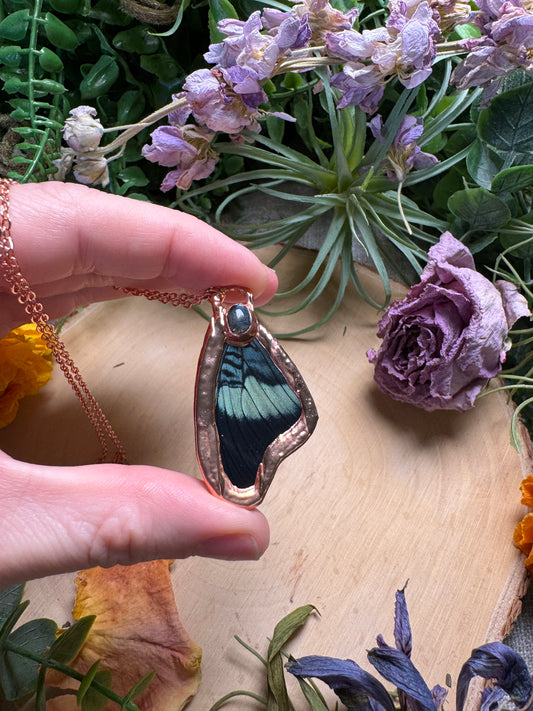 Labradorite and Butterfly Wing Necklace