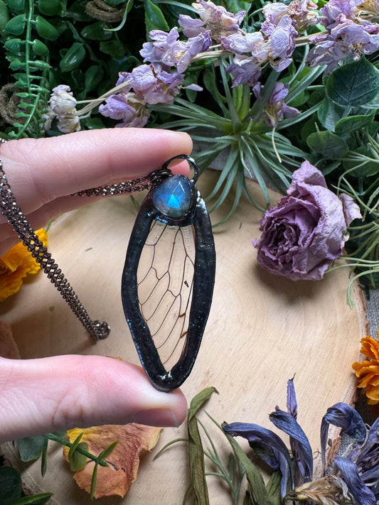 Labradorite and Cicada Wing Necklace