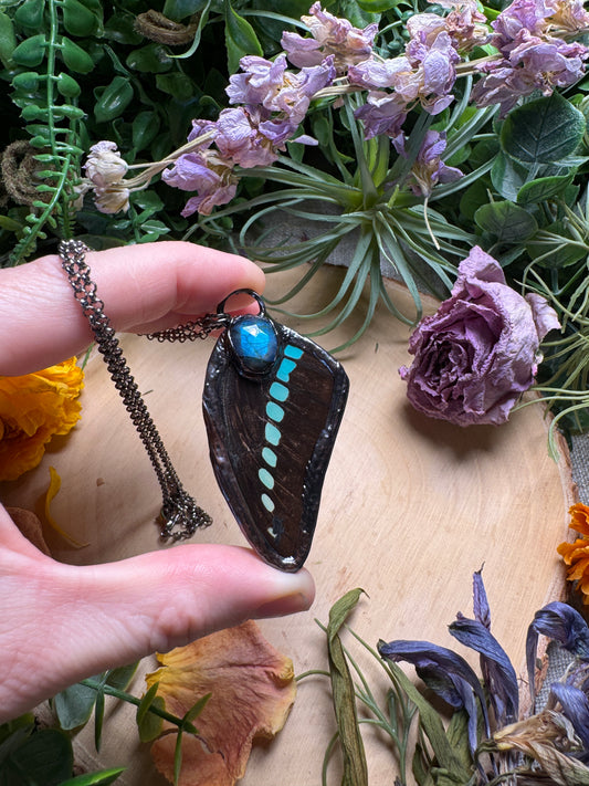 Labradorite and Butterfly Wing Necklace