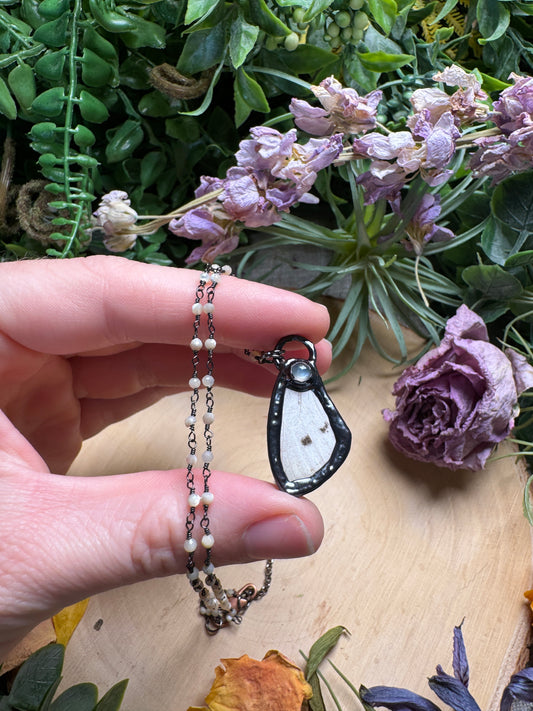 Moonstone and Butterfly Wing Necklace