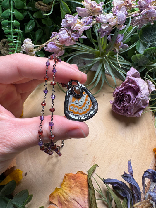 Agate and Butterfly Wing Necklace (reversible)
