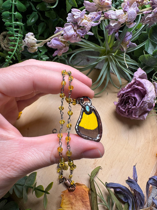 Labradorite and Butterfly Wing Necklace