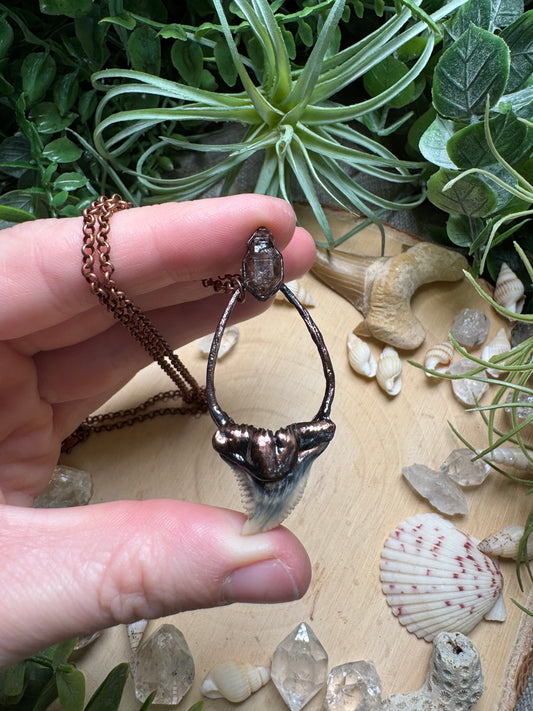 Quartz Diamond and Shark's Tooth Necklace