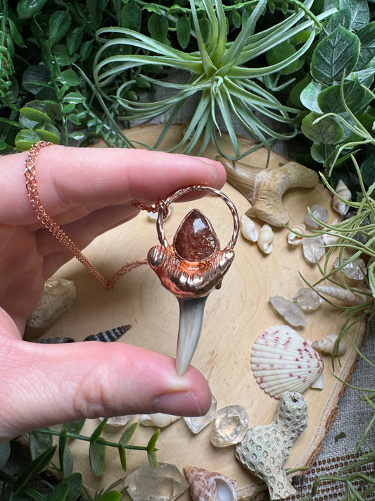 Sunstone and Shark's Tooth Necklace