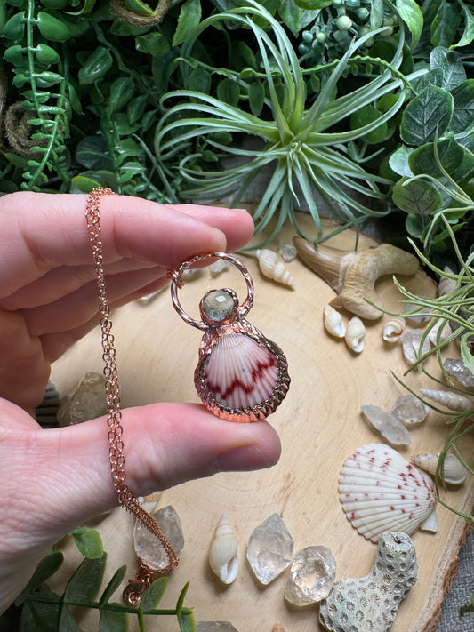 Quartz and Scallop Shell Necklace