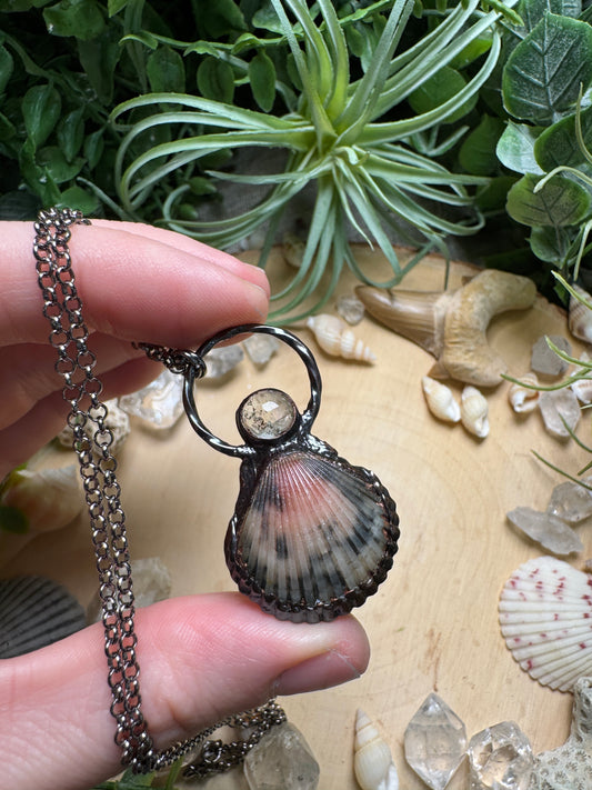 Quartz and Scallop Shell Necklace
