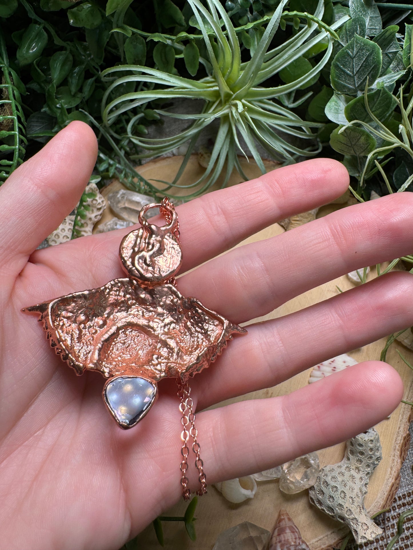 Labradorite, Amethyst, and Crab Shell Necklace