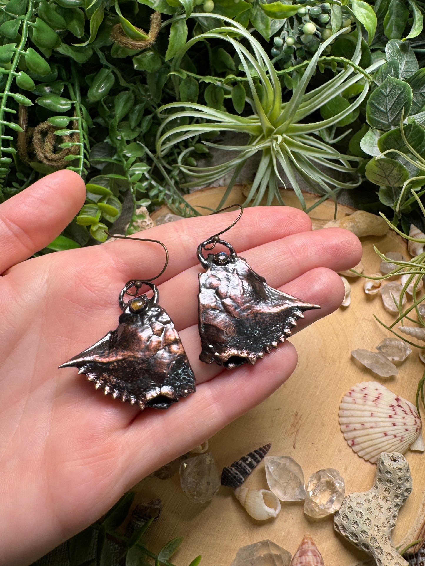 Labradorite Crab Shell Earrings