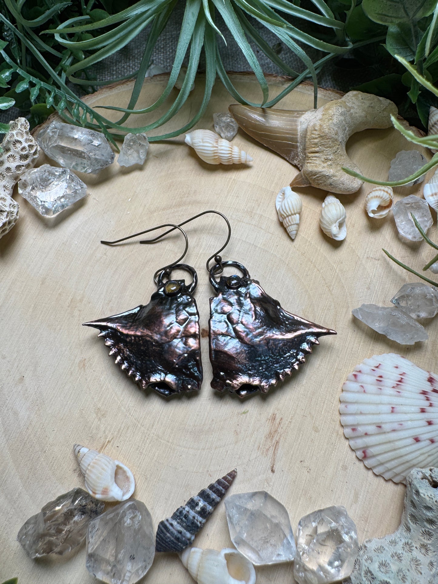 Labradorite Crab Shell Earrings