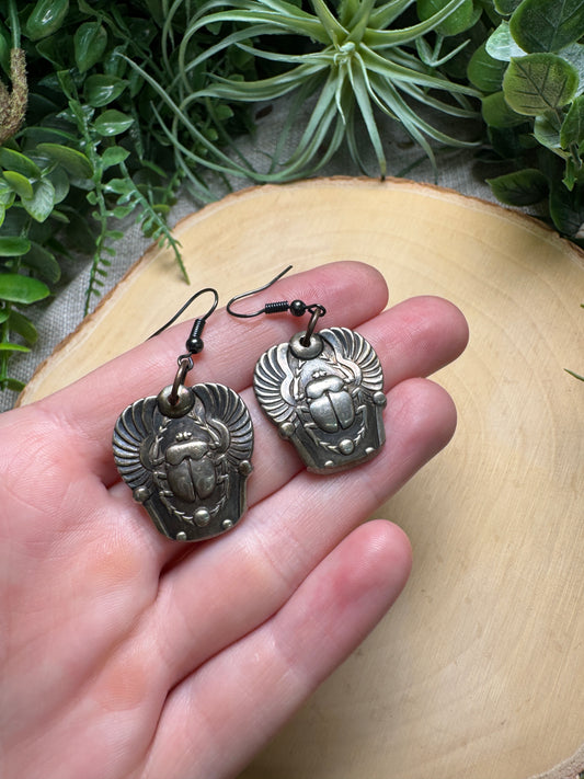 Scarab Beetle Repurposed Spoon Earrings (pre-loved)