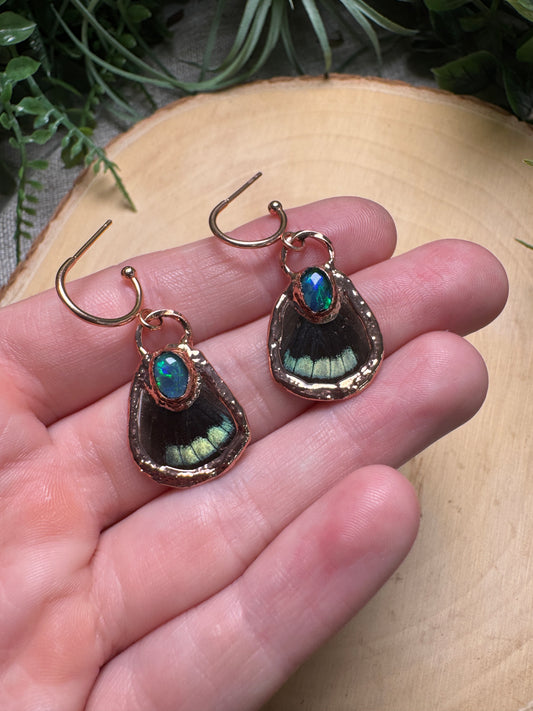 Opal and Butterfly Wing Earrings