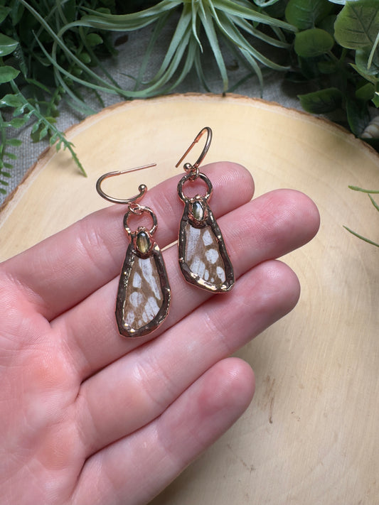 Labradorite and Moth Wing Earrings