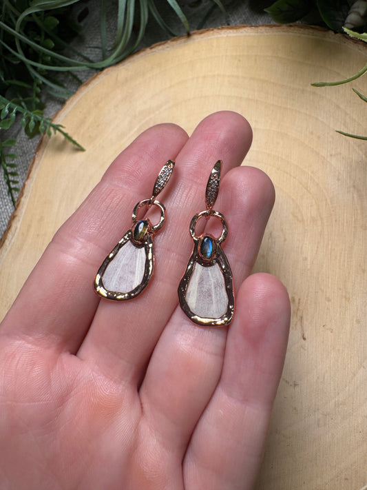 Labradorite and Moth Wing Earrings