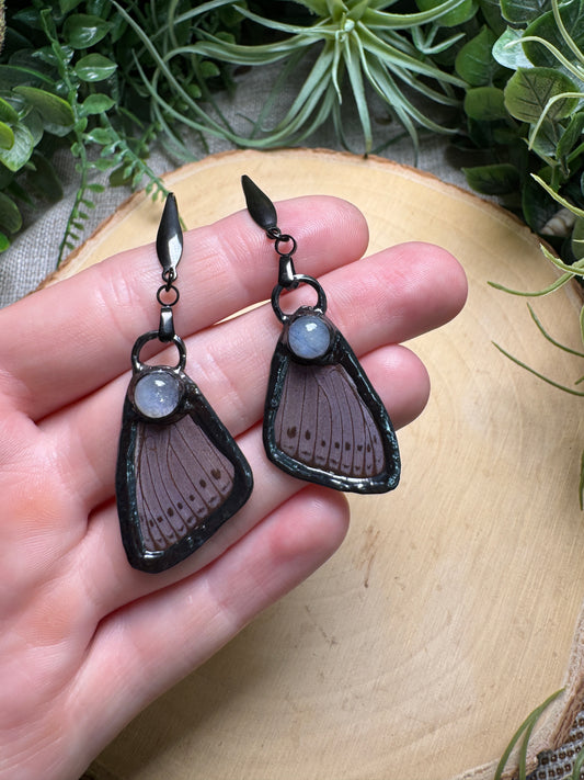 Moonstone and Butterfly Wing Earrings