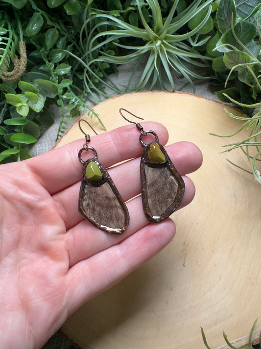 Natural Turquoise and Moth Wing Earrings