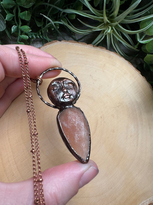 Emma- Peach Moonstone Goddess Necklace